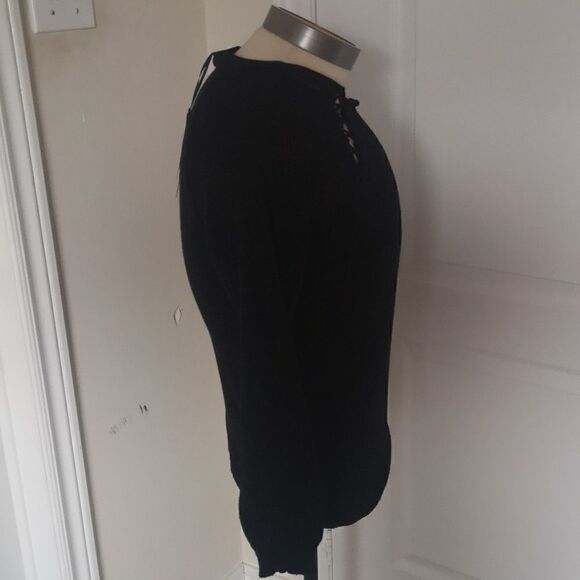 Divina Collection Ladies Knitted Crew Neck Cutout Sweater Black Size - Picture 5 of 16